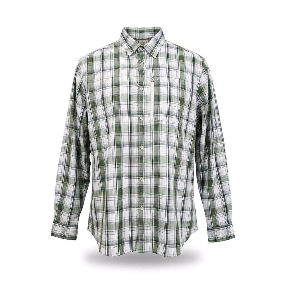 LL Bean Mens XL Tall Plaid Shirt Green White 296978 Long‎ Sleeve Item ID 296978